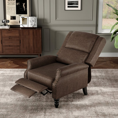 Faux Leather Pushback Recliner Chair For Living Room Bedroom Rv