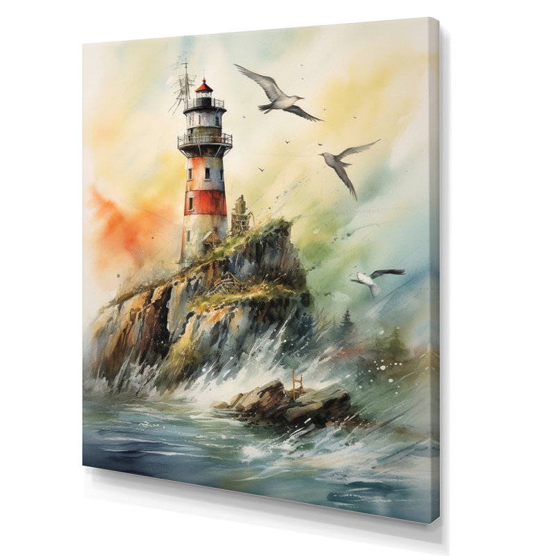 Océan tour de guet V sur toile, H 44 po x l 34 po x P 1,5 po, Toile tendue