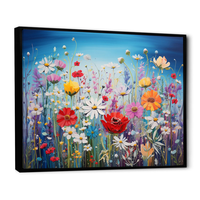 «Wildflowers Burst Of Blossoms», reproduction sur toile, H 34 po x l 44 po x P 1,5 po, Cadre flottant noir