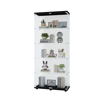 Vitrine vitrée à deux portes avec 5 tablettes, noir