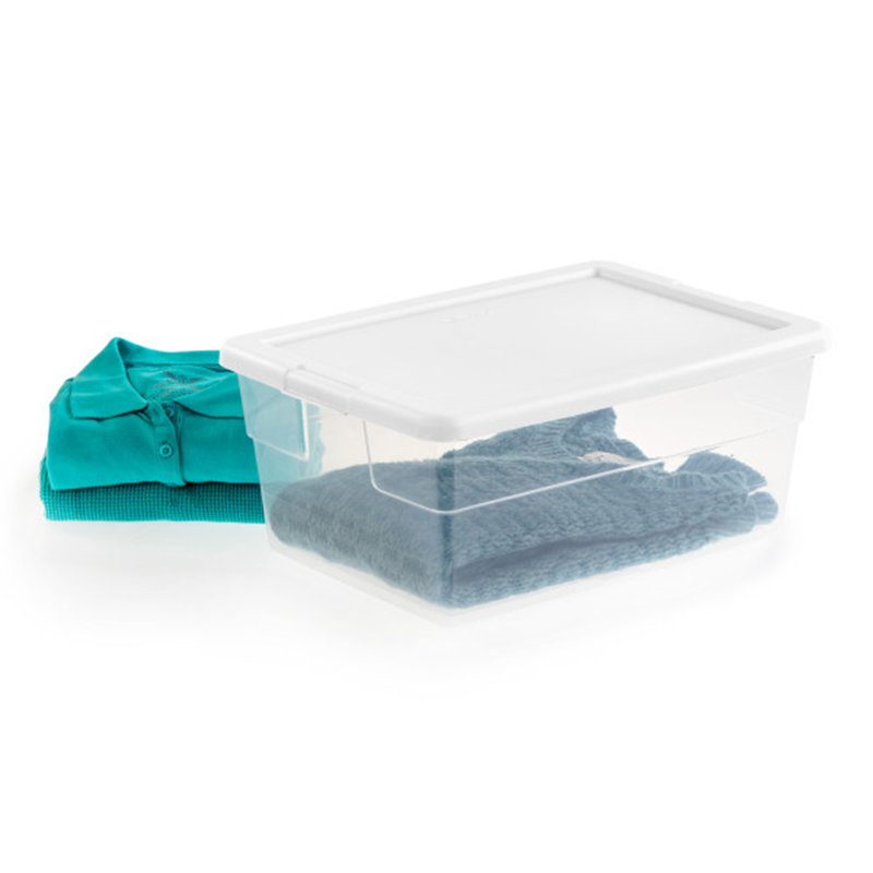 Sterilite Storage Box, Stackable Bin with Lid, Plastic Container to Organize Shoes and Crafts on Closet Shelves