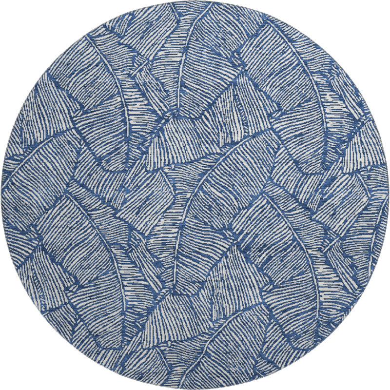 Premium Machine Washable Prisco Navy Rug, Round 8'