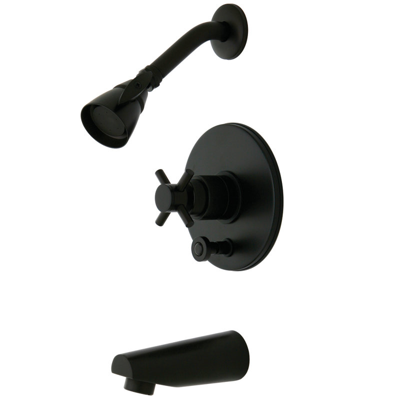 Concord Pressure Balanced Tub and Shower Faucet with Cross Handle, Oil Rubbed Bronze