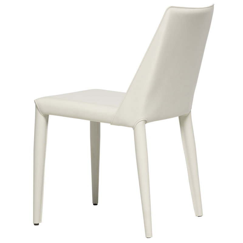 Chaise rembourrée en cuir Greysi, Blanc cassé