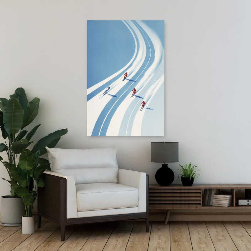 «Downhill Ski Race», art contemporain de montagne, paysage abstrait, H 36 po x l 24 po