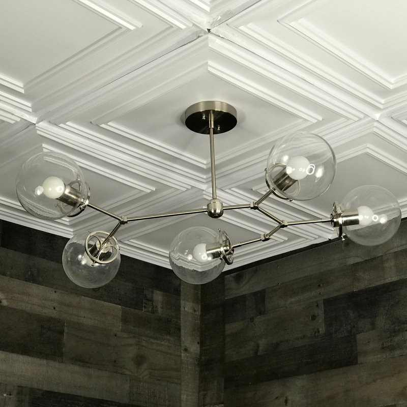 Pearsons 5 - Light Dimmable Modern Linear Chandelier, Brushed Nickel, Clear