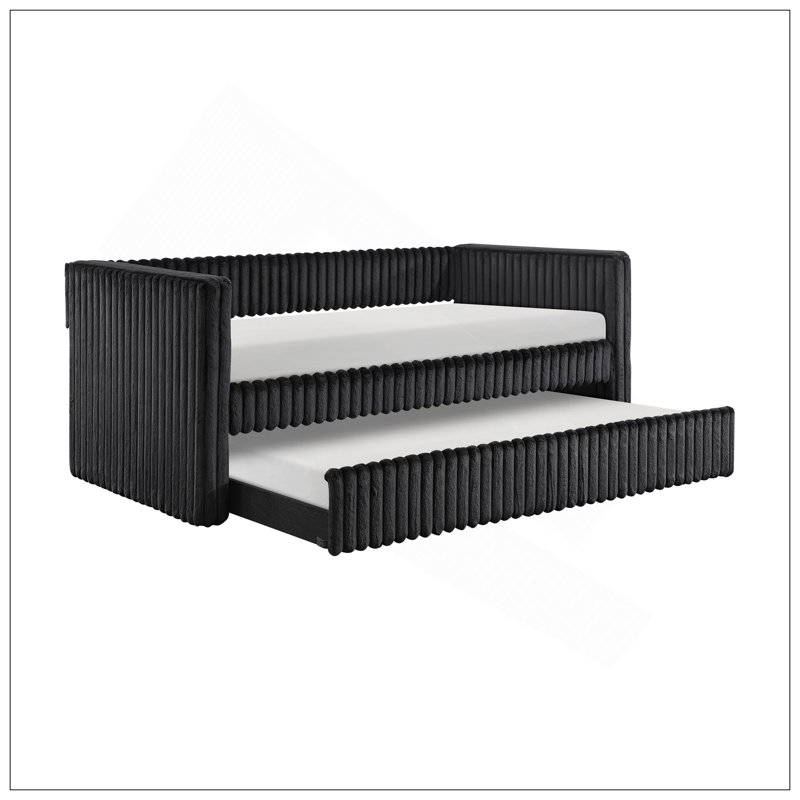 Modern Luxury Daybed With Trundle, Durable Corduroy Upholstery, And High Weight Capacity For Comfortable Sleeping And Seating