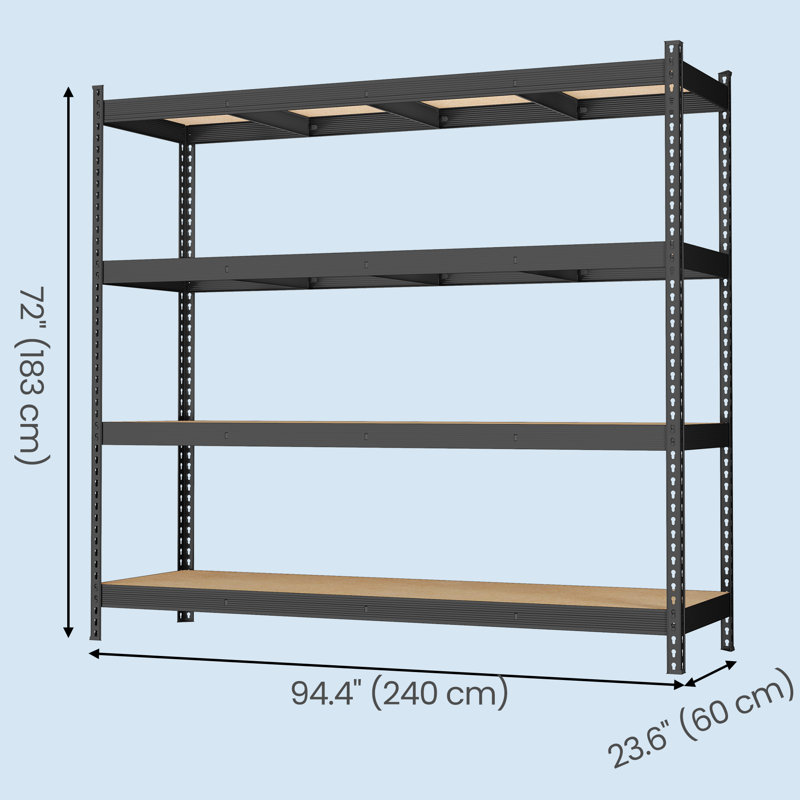 Steel Storage Rack, 183 cm H x 240 cm W x 60 cm D