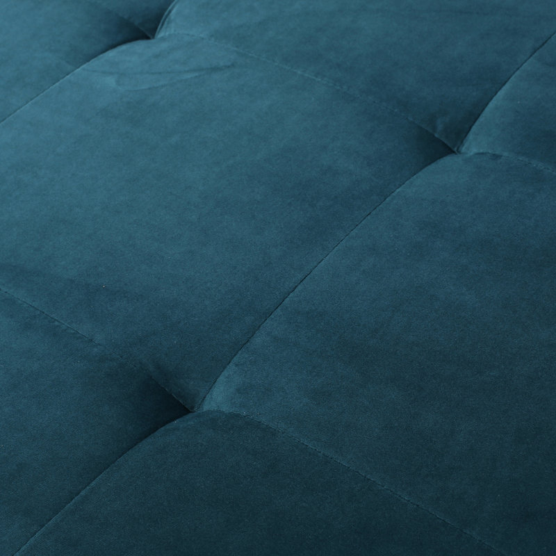 Top In Teal Velvet, Solid Birch Legs, 30.5" Square, 17" Height Velvet With Mid Century Modern Aesthetics And Support , 30.5X30.5X17 Inches