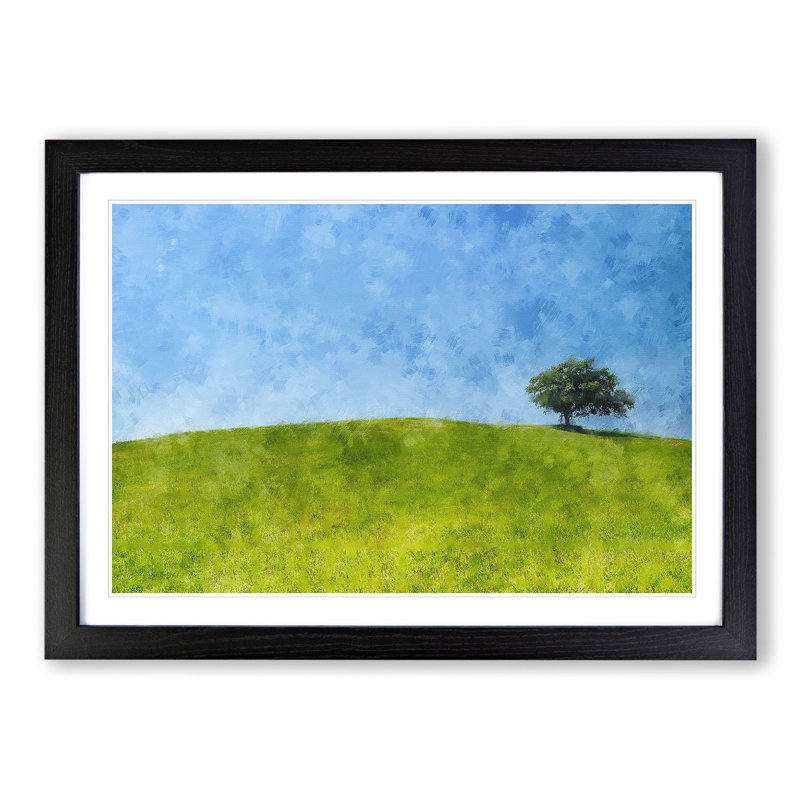 Tree upon a Hill - Picture Frame Graphic Art, 48cm H x 65cm W x 2cm D, Black