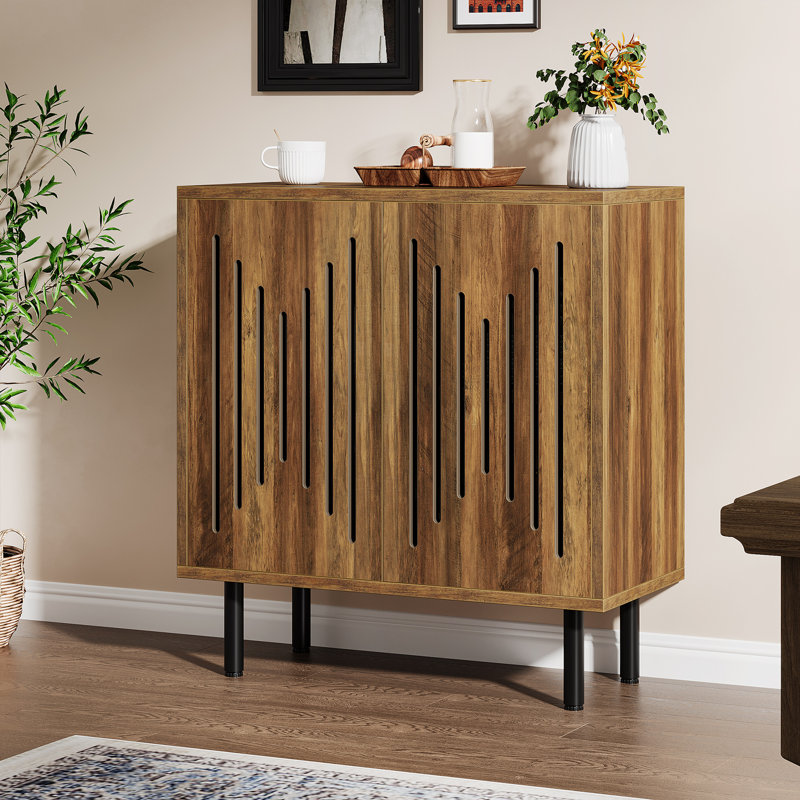 Buffet 59 po avec portes et tablettes réglables, Brun