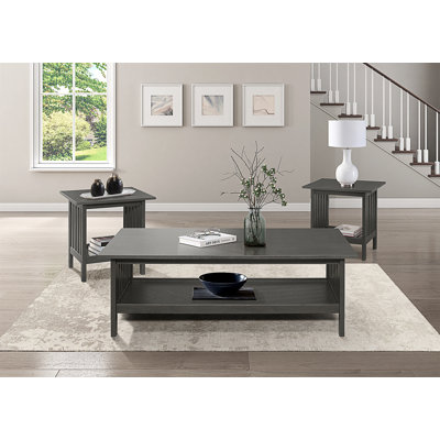 Classic Style Coffee Table And Two End Table Set Antique Gray Finish 3Pc Occasional Table Set Wooden Transitional Living Room Furniture -  Red Barrel StudioÂ®, 583DC98E5B03484884AFCC0BCD478966