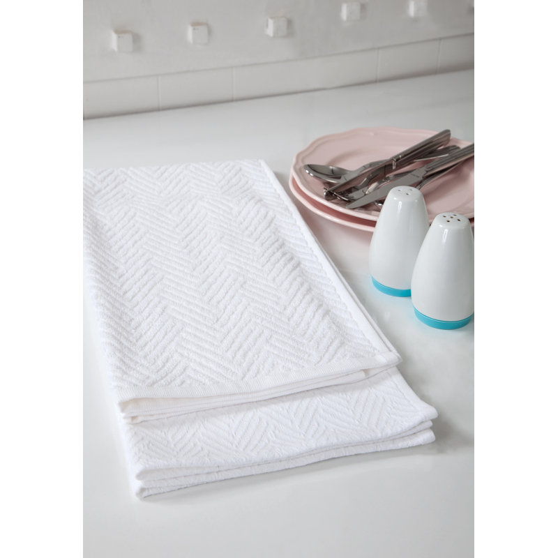 Cotton Jacquard Dish Cloth Kitchen Towel, White