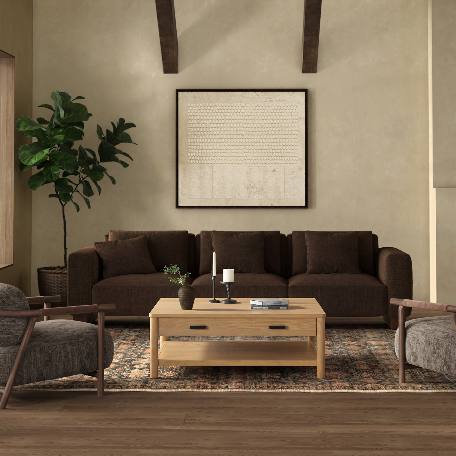 Kaplan 42" Coffee Table with Storage, Natural