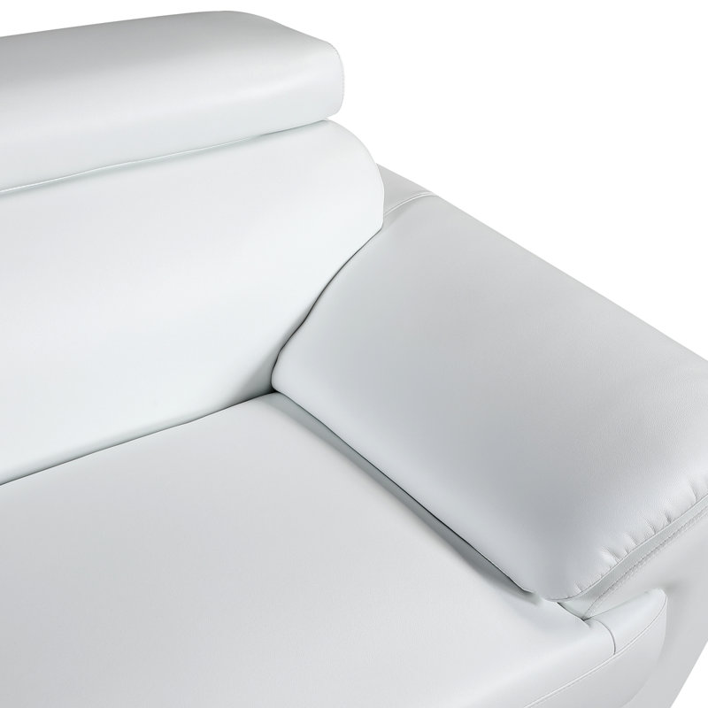 Fauteuil d'angle en cuir véritable de 27,09 po de large Tyshonna, Cuir blanc Tyshonna
