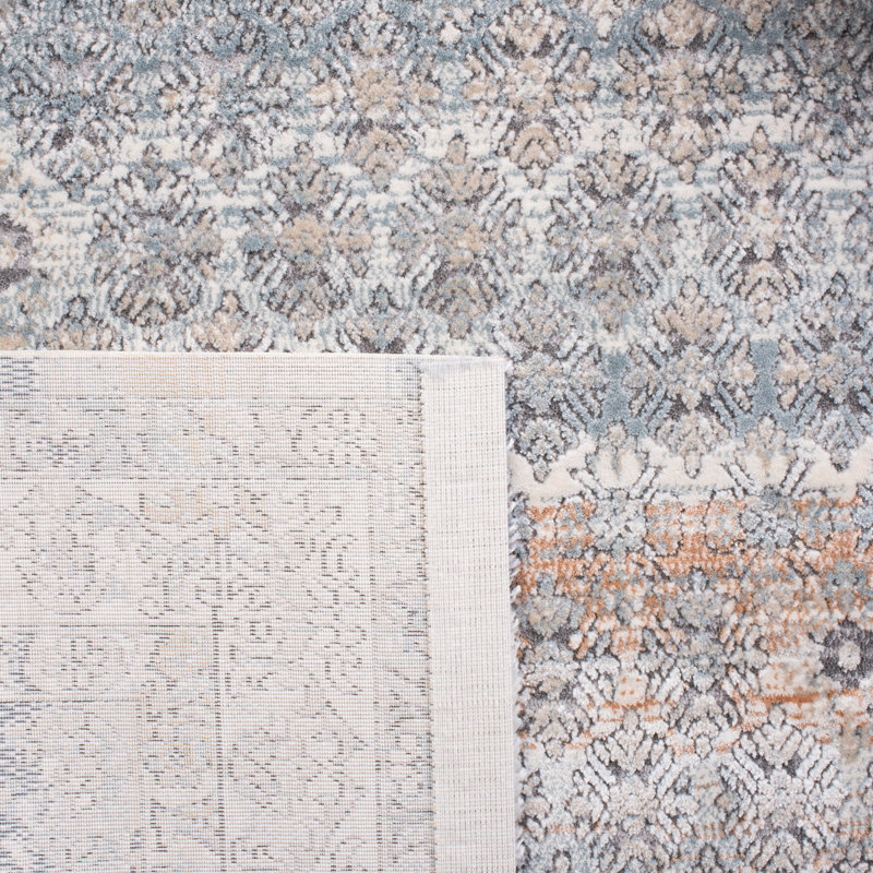 Gray and Cream Hand-Knotted Wool Area Rug, 4' x 6'