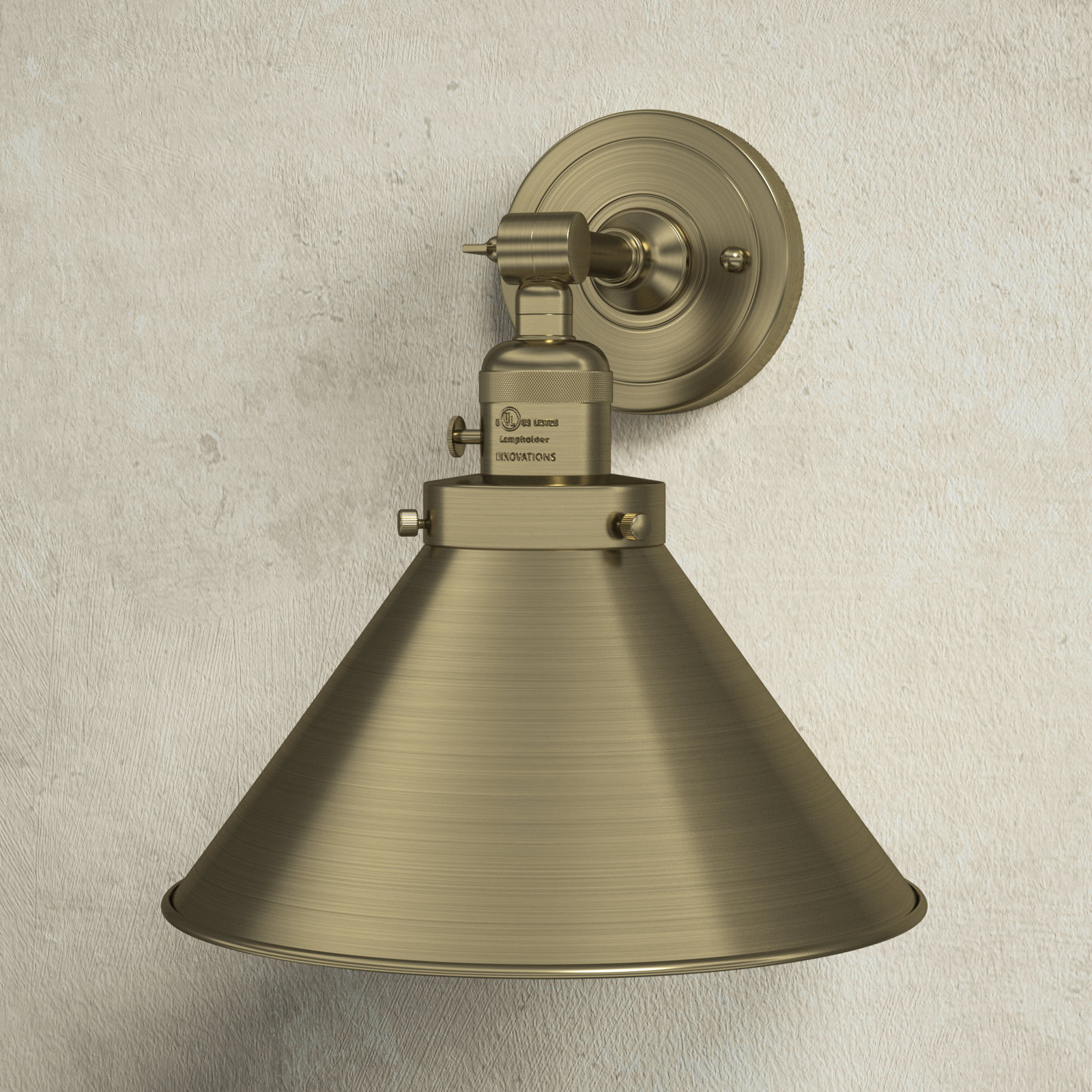 Dillon 1 - Light Dimmable Armed Sconce, Antique Brass, Antique Brass, 3 W LED Vintage Dimmable Bulb