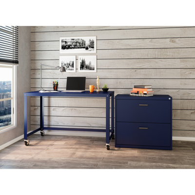 Yeomans Ready-to-Assemble 48-inch Wide Mobile Metal Desk for Home Office