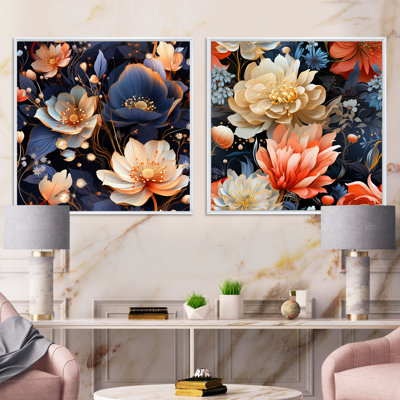 Layana - Ensemble de 2 collages carrés botaniques abstraits