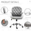 Chaise de bureau en velours gris à hauteur réglable, avec boutons, rembourrée, pivotante et incurvée, assise rembourrée et roulettes.