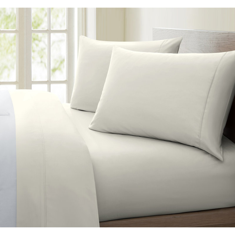 Ensemble de draps unis 100% coton à densité de tissage 1200 fils United Collection, Ivoire, Grand