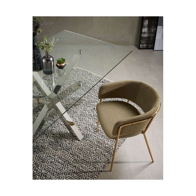 Arya Glass Dining Table, Brown, 79" L x 39" W