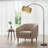 Curved Rattan Floor Lamp: With Adjustable Hanging Fabric Lampshade, Foot Switch, High Pole Light, Farmhouse Style, Bedroom Sofa Reading Light.