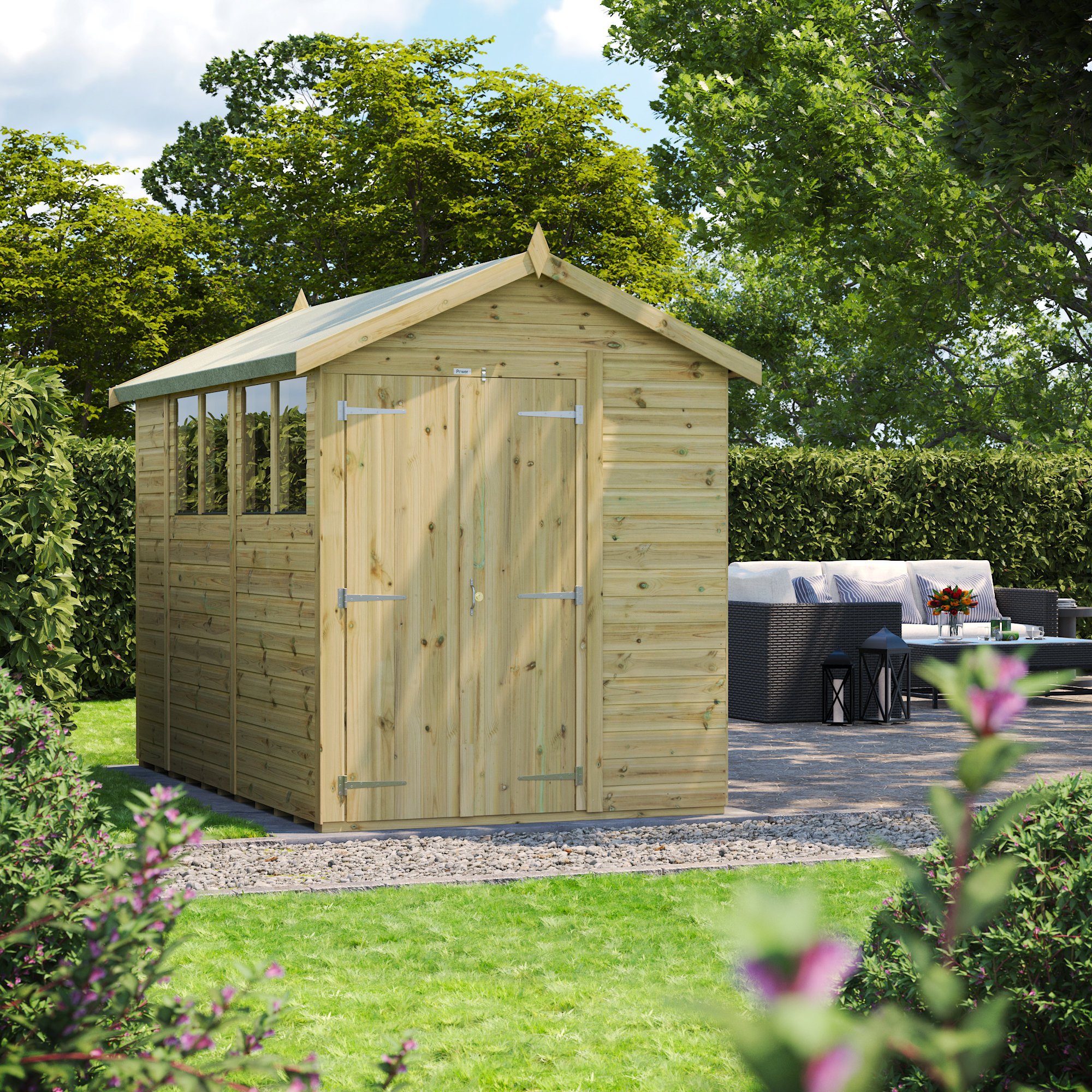 Powersheds 10 x 6ft Premium Pressure Treated Timber Apex Garden Shed