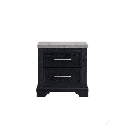 Stone-Top 2-Drawer Nightstand