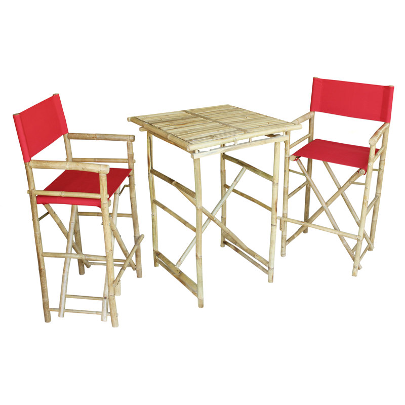 Ensemble de salle à manger en bois massif 3 pièces Aurelio, Rouge