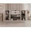 100% Solid Wood 65" Sideboard with Frosted Glass Doors, 2-Drawers and Adjustable Shelves-1961763336