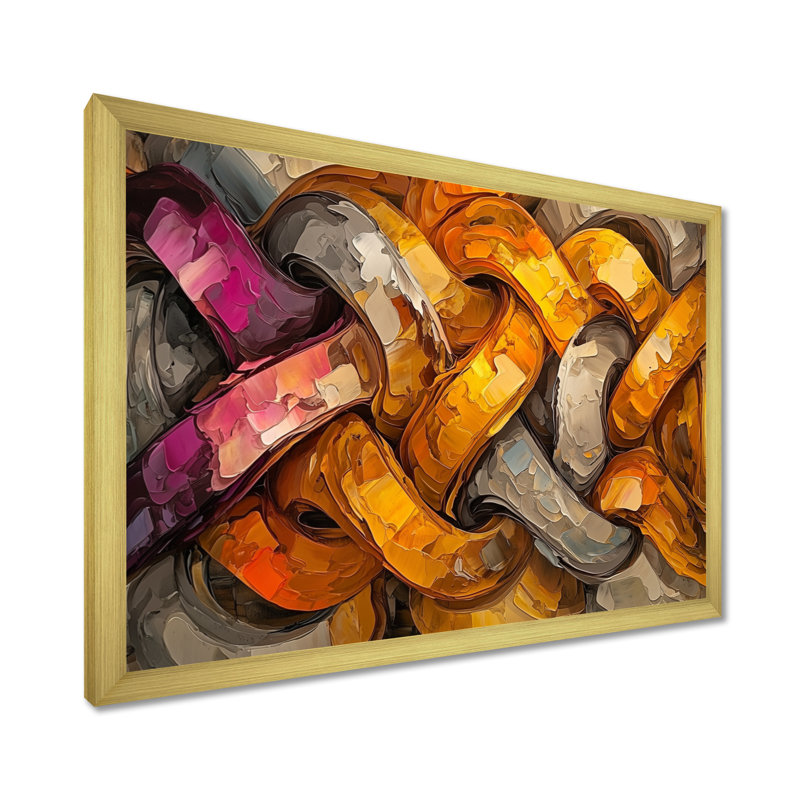 Livesay - Abstract Wall Art, Single Picture Framed, 12" H x 20" W, Gold