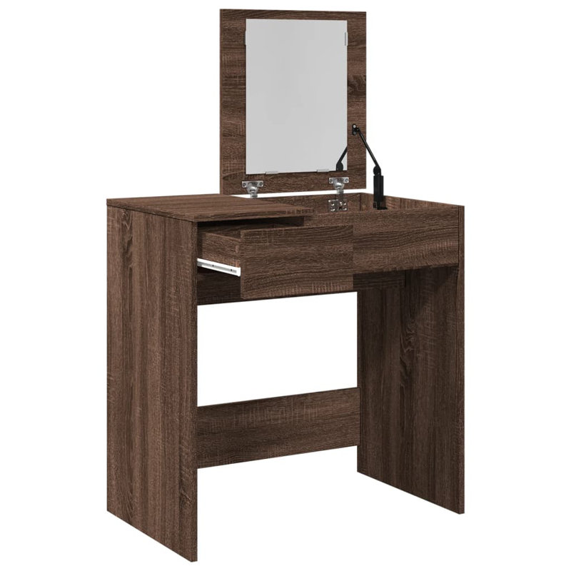 Dressing Table With Mirror 73X46.5X120 Cm, Brown Oak