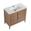 Meuble-lavabo autoportant 36 po en bois naturel avec plateau en céramique Iwan-129186145