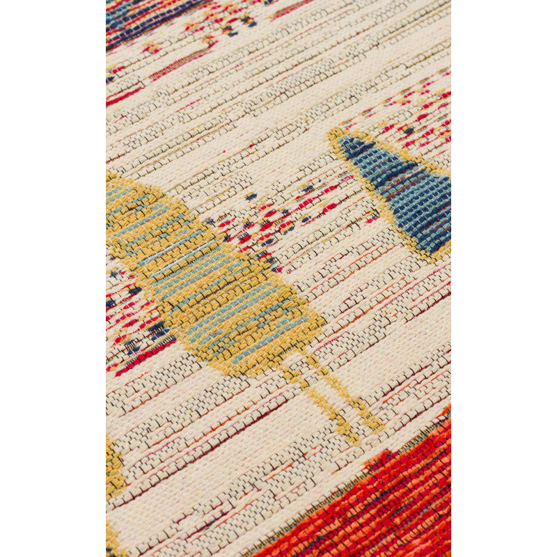 Premium 100% Cotton Carpet, Tile Red, 6.6 x 9.8 Feet | No Pile, 1.0 lb/sq ft, Flatweave Design | Machine Washable, Easy to Clean, Durable & Stylish | Perfect for Living Rooms, Bedrooms & Dining Areas