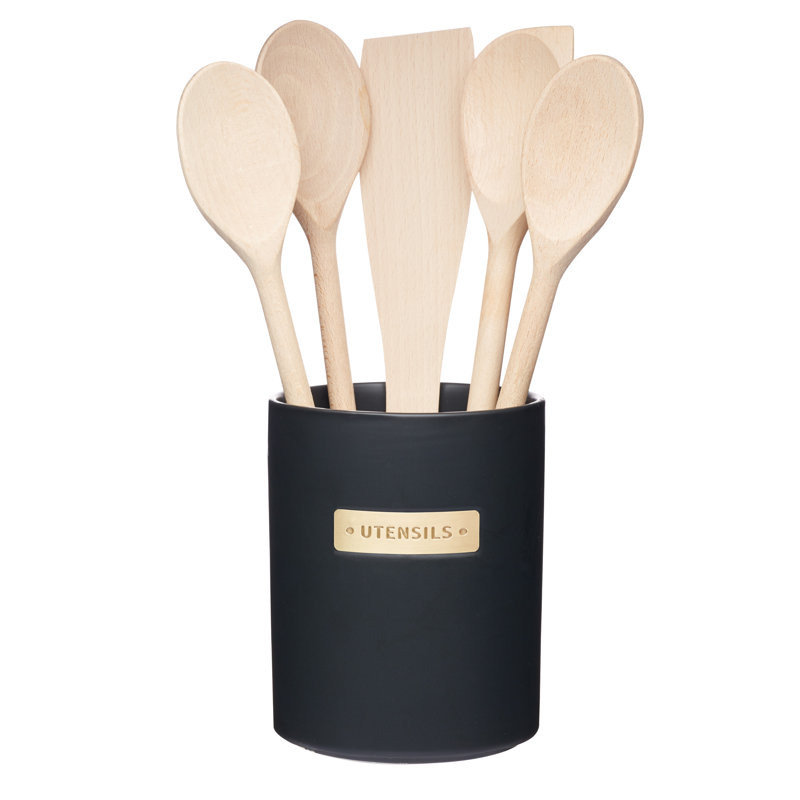 MasterClass Stoneware and Brass Effect Kitchen Utensil Holder