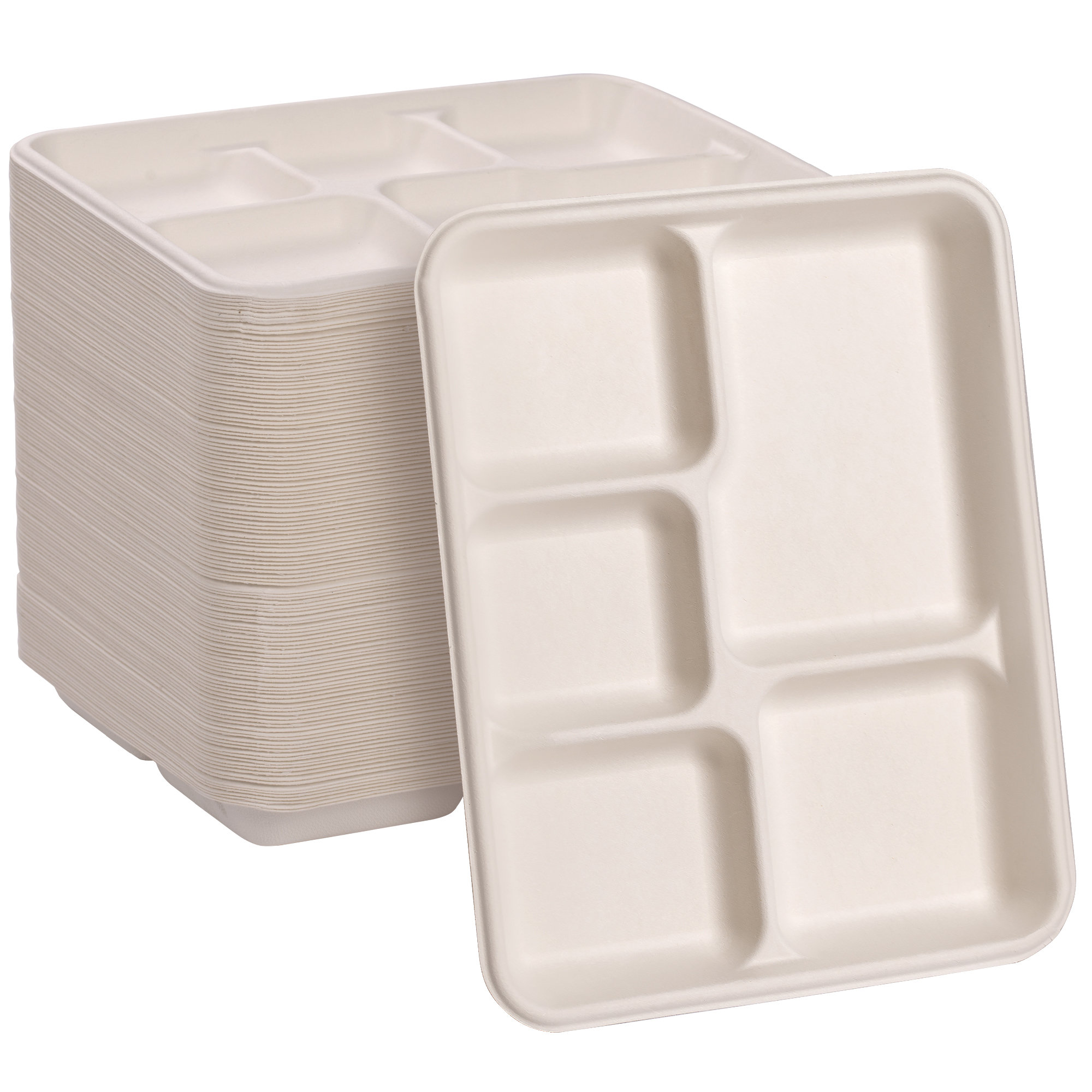  Comfy Package, 100% Compostable 5 Compartment Plates  Eco-Friendly Disposable Sugarcane 10 inch Paper Trays : Health & Household