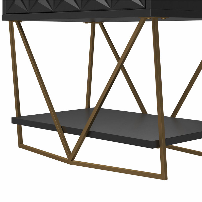 Minarik Floor Shelf End Table, Black