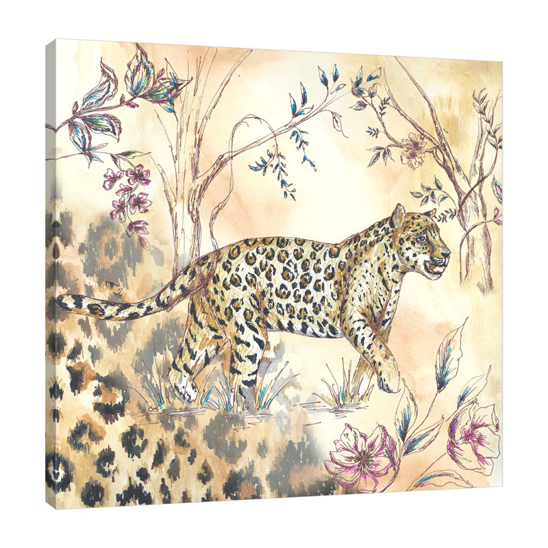«Boho Leopard Lounging Toile S Croquis II», toile tendue par Winston Porter, H 48 po x l 48 po x P 1,5 po