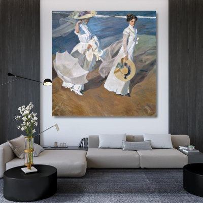 Bloomsbury Market Sorolla, Joaquin Gallery Wrapped Canvas Art Titled: Strolling along the Seashore 63325