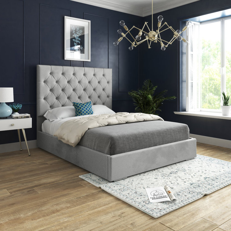 Alegra Upholstered Bed, Small Single (2'6), Grey