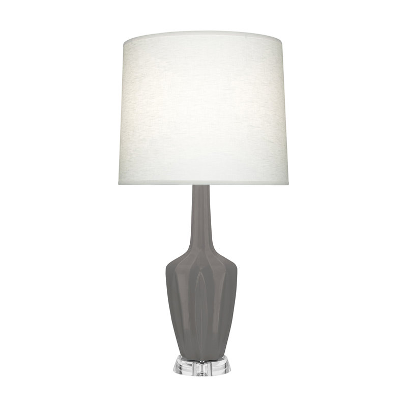 Petite lampe d'appoint Emma, H 30 po x l 6,25 po x P 15 po, Taupe fumé mat, Céramique / acrylique