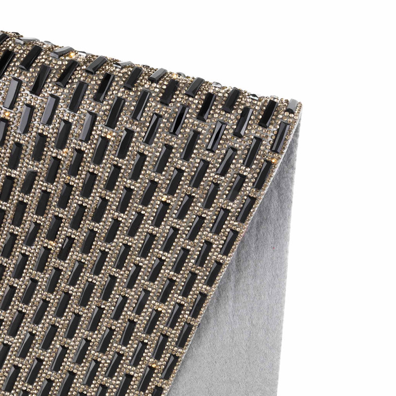 Napperon Sparkles Home Park Avenue | Strass en verre et décorations en cristal | Rectangle 18 po x 13 po, Noir