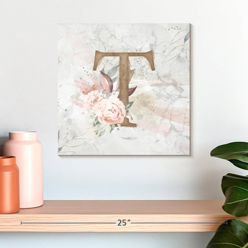 Tergel Floral Letter T, 16" H x 16" W