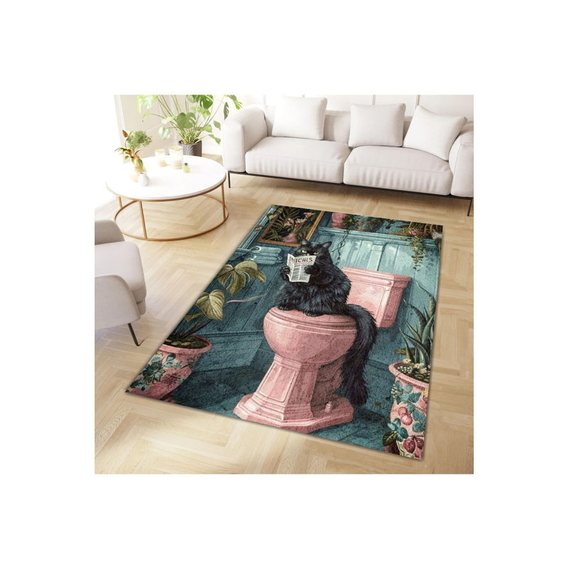 Tapis décoratif à motif de chat noir Northern Collection, Sous-tapis rectangulaire de 3 pi 3 po x 4 pi 11 po