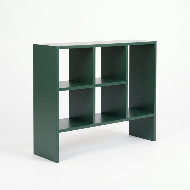 Vale Modern 5-Shelf  Geometric Bookcase, Stylish Bookshelf For Living Room & Home Office, Forest Green