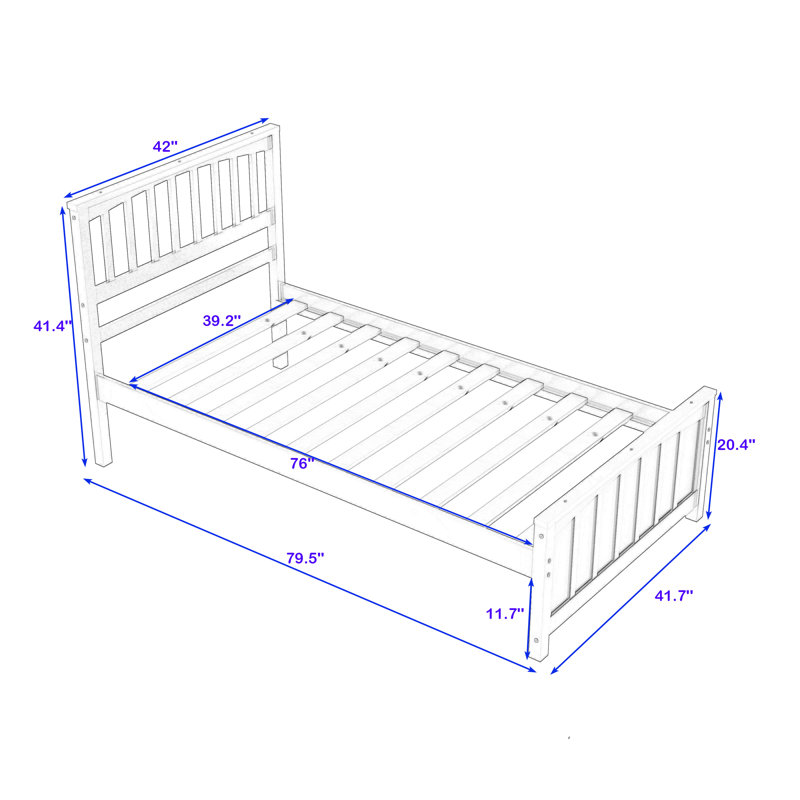 Twin Wood Platform Bed, White