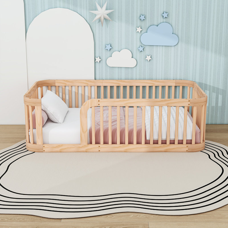 Twin Wooden Floor Platform Bed, Natural