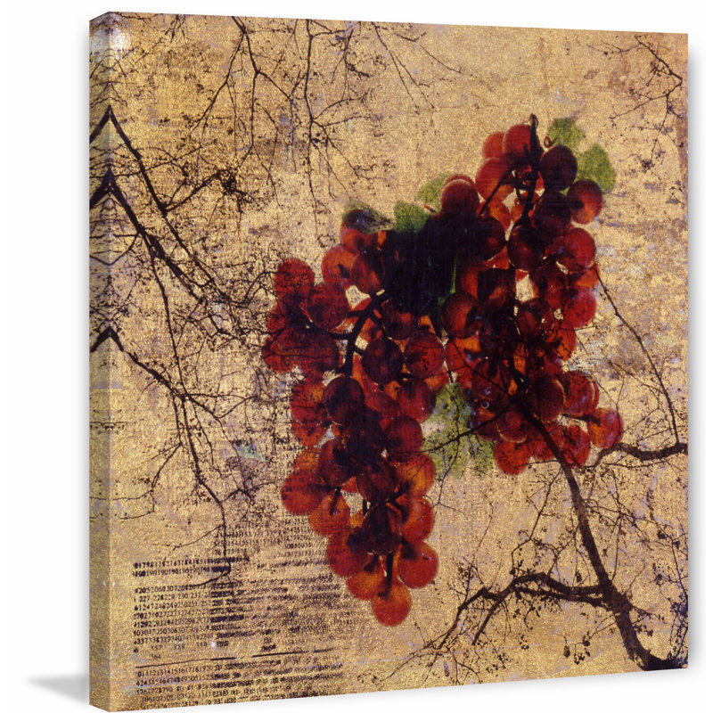 Large Beige and Red Grapes on Canvas Wall Art