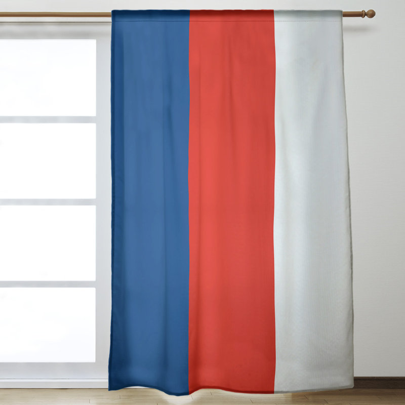 Striped Room Darkening Rod Pocket Single Curtain Panel, Pittsburgh Baseball Royal Blue/Red/White